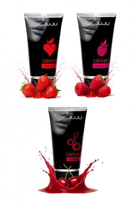Набор из 3 съедобных лубрикантов JUJU (клубника, малина, вишня) - JuJu - купить с доставкой в Шахтах