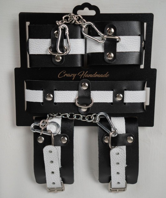 Набор фиксаторов из черной и белой натуральной кожи - Crazy Handmade - купить с доставкой в Шахтах
