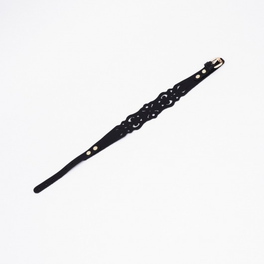 Черный ажурный чокер с золотистой фурнитурой - Crazy Handmade - купить с доставкой в Шахтах