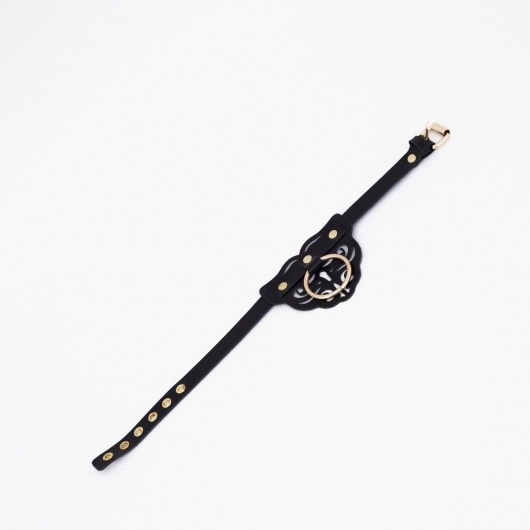 Черный чокер с клепками и золотистой фурнитурой - Crazy Handmade - купить с доставкой в Шахтах