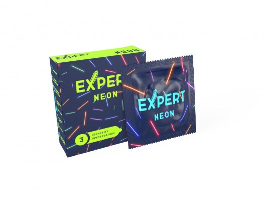 Светящиеся в темноте презервативы Expert Neon - 3 шт. - Expert - купить с доставкой в Шахтах