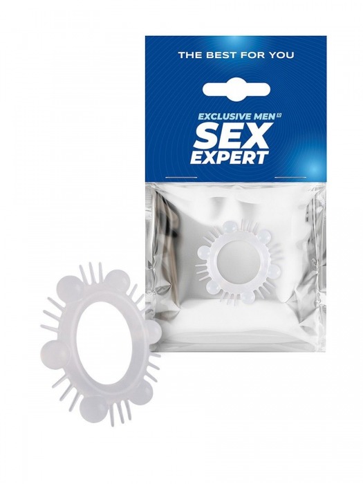 Эластичное эрекционное кольцо с шипиками и шариками - Sex Expert - в Шахтах купить с доставкой