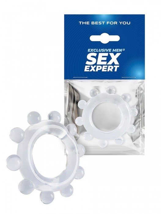 Прозрачное эрекционное кольцо со стимулирующими шариками - Sex Expert - в Шахтах купить с доставкой