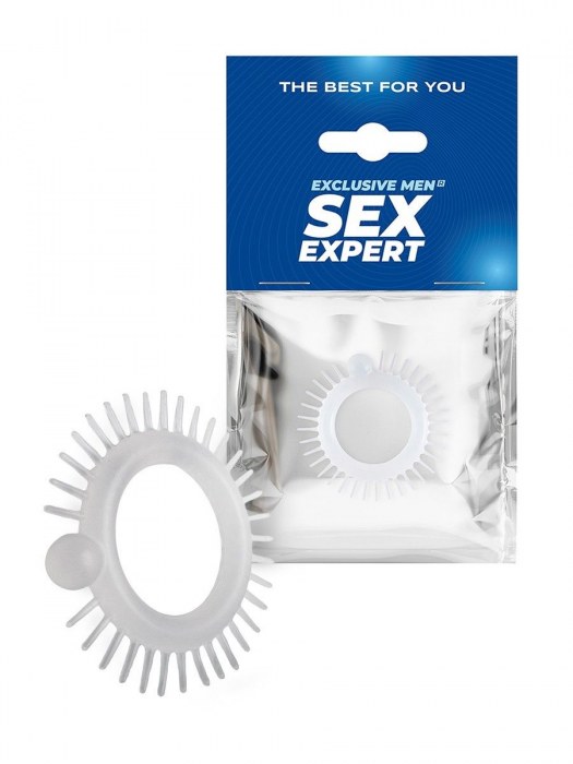 Эластичное эрекционное кольцо с шипиками и шариком - Sex Expert - в Шахтах купить с доставкой