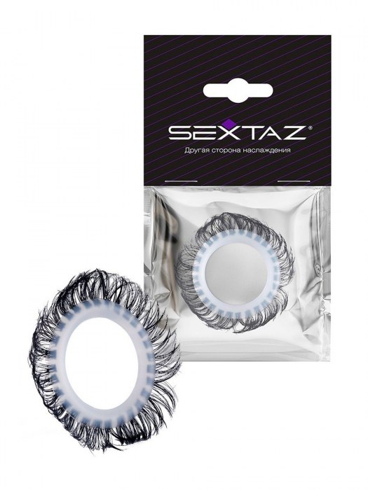Эластичное эрекционное колечко с черными «ресничками» - Sextaz - в Шахтах купить с доставкой