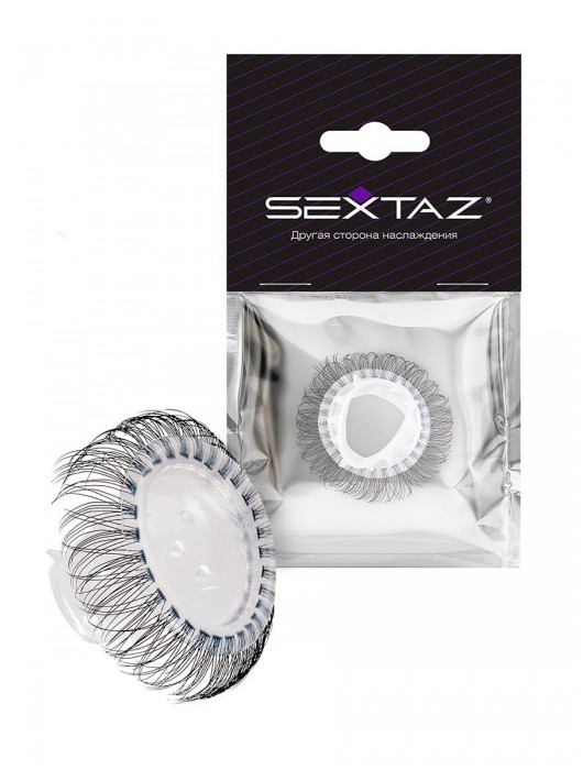 Эластичное эрекционное кольцо с длинными черными «ресничками» - Sextaz - в Шахтах купить с доставкой