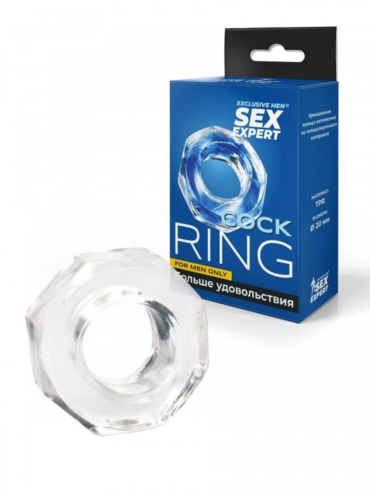 Прозрачное эрекционное кольцо в форме гайки - Sex Expert - в Шахтах купить с доставкой