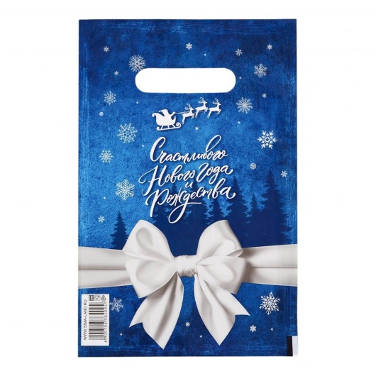 Сине-белый подарочный новогодний пакет с вырубной ручкой (20х30 см) - Сима-Ленд - купить с доставкой в Шахтах