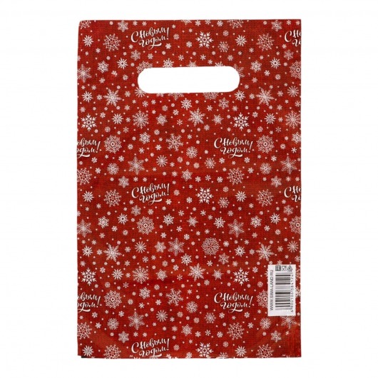Красный подарочный новогодний пакет с вырубной ручкой (20х30 см) - Сима-Ленд - купить с доставкой в Шахтах