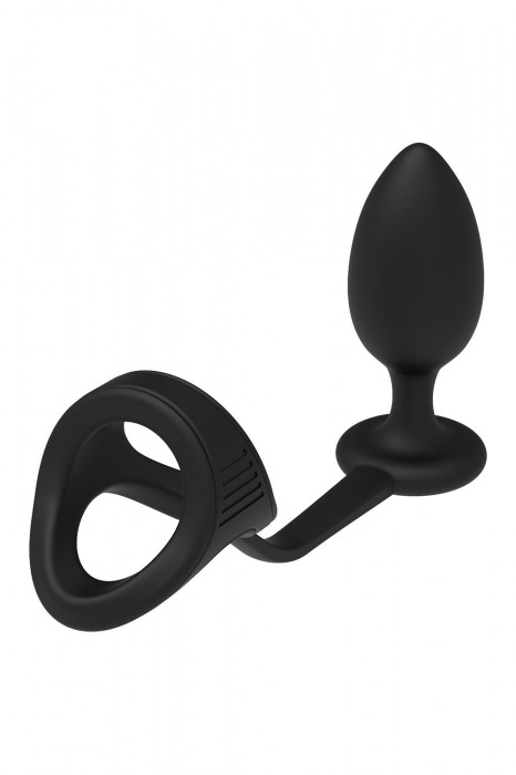 Черное эрекционное кольцо с анальной пробкой Cockstrap With Anal Plug - Dream Toys - в Шахтах купить с доставкой
