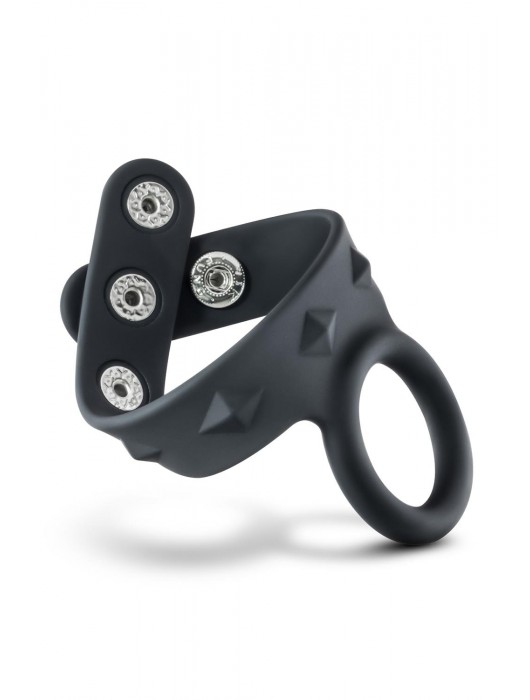 Черное эрекционное кольцо с подхватом мошонки на кнопках VS6 - Blush Novelties - в Шахтах купить с доставкой