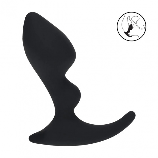 Черная анальная пробка для массажа простаты Double Ripple Silicone Prostate Massager - Shots Media BV - в Шахтах купить с доставкой