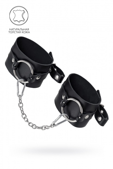 Черные оковы из толстой кожи с люверсами - Pecado - купить с доставкой в Шахтах