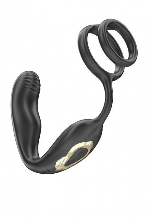 Черная анальная пробка с вращением и эрекционными кольцами - Ibiza - в Шахтах купить с доставкой