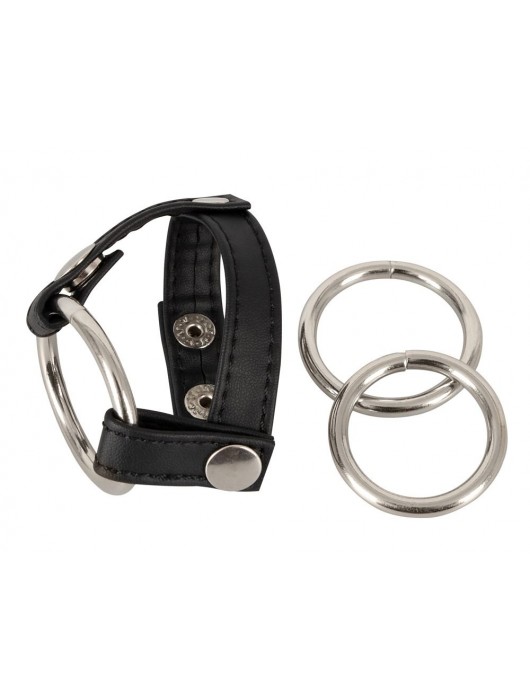 Подхват для мошонки с 3 съемными эрекционными кольцами Leder-Riemen - Orion - в Шахтах купить с доставкой