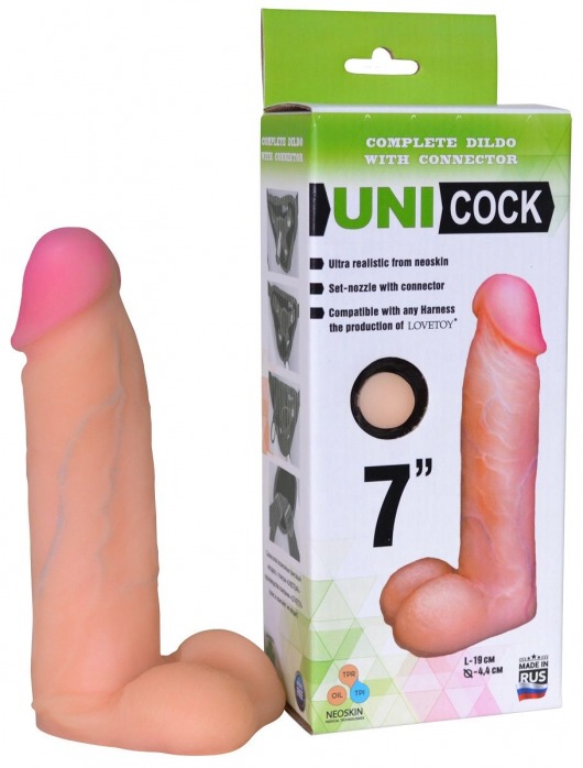Фаллическая насадка Харнесс UNICOCK 7  - 19 см. - LOVETOY (А-Полимер) - купить с доставкой в Шахтах