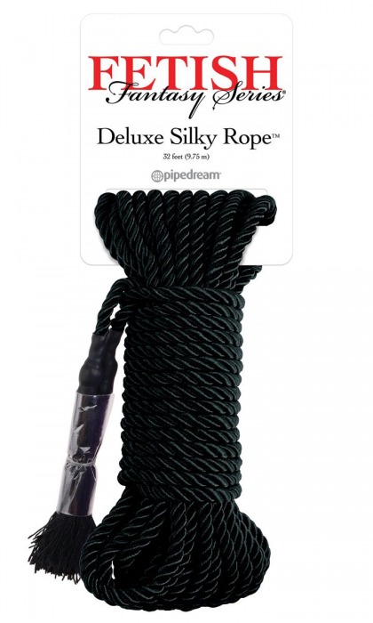 Черная веревка для фиксации Deluxe Silky Rope - 9,75 м. - Pipedream - купить с доставкой в Шахтах