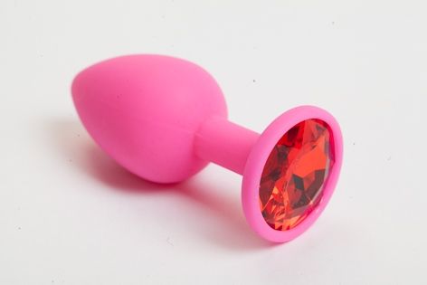 Розовая анальная пробка с красным кристаллом - 9,5 см. - 4sexdreaM - купить с доставкой в Шахтах