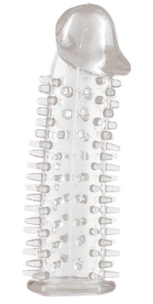 Прозрачная насадка на половой член с закрытой головкой и шипами - 12,5 см. - Toyfa Basic - в Шахтах купить с доставкой