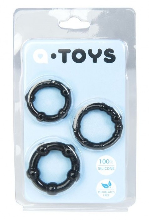 Набор из 3 чёрных эрекционных колец A-toys - A-toys - в Шахтах купить с доставкой