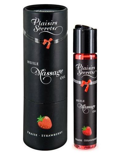 Массажное масло с ароматом клубники Huile de Massage Gourmande Fraise des Bois - 59 мл. - Plaisir Secret - купить с доставкой в Шахтах