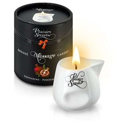 Массажная свеча с ароматом граната Bougie de Massage Gourmande Grenadine - 80 мл. - Plaisir Secret - купить с доставкой в Шахтах