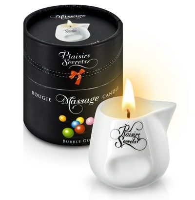 Массажная свеча с ароматом бубль-гума Bougie de Massage Gourmande Bubble Gum - 80 мл. - Plaisir Secret - купить с доставкой в Шахтах