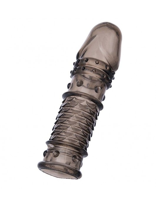 Дымчатая закрытая насадка ToyFa XLover с чешуйками и пупырышками - 13,5 см. - ToyFa - в Шахтах купить с доставкой