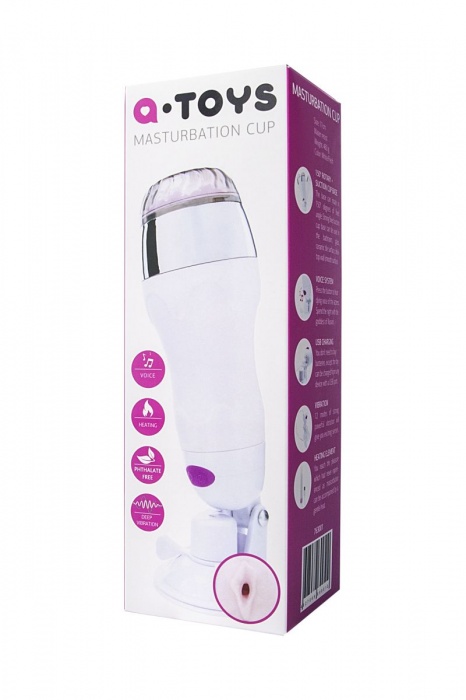 Мастурбатор-вагина в белой колбе с присоской и функцией нагрева - A-toys - в Шахтах купить с доставкой