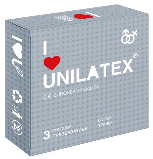 Презервативы с точками Unilatex Dotted - 3 шт. - Unilatex - купить с доставкой в Шахтах