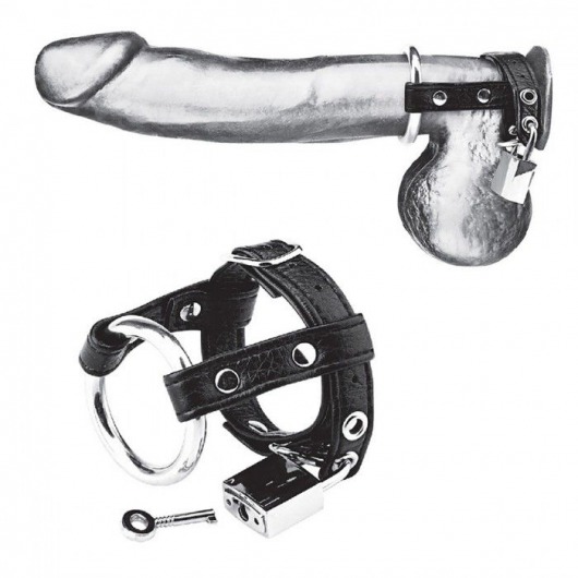 Утяжка на пенис на замочке Duo Cock And Ball Lock - BlueLine - купить с доставкой в Шахтах
