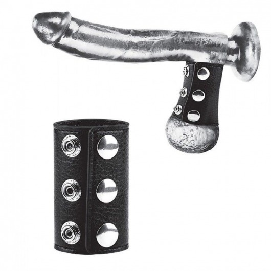Чёрная утяжка на кнопках 100% PVC STRAP WITH METAL SNAP - BlueLine - купить с доставкой в Шахтах
