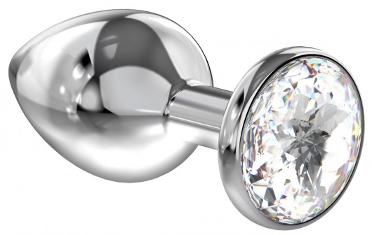 Большая серебристая анальная пробка Diamond Clear Sparkle Large с прозрачным кристаллом - 8 см. - Lola Games - купить с доставкой в Шахтах