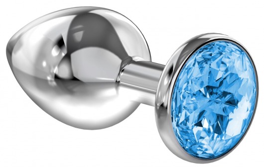 Большая серебристая анальная пробка Diamond Light blue Sparkle Large с голубым кристаллом - 8 см. - Lola Games - купить с доставкой в Шахтах