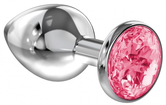 Большая серебристая анальная пробка Diamond Pink Sparkle Large с розовым кристаллом - 8 см. - Lola Games - купить с доставкой в Шахтах