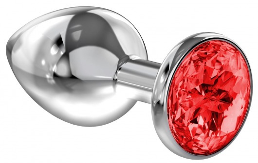 Большая серебристая анальная пробка Diamond Red Sparkle Large с красным кристаллом - 8 см. - Lola Games - купить с доставкой в Шахтах