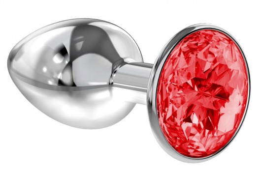 Малая серебристая анальная пробка Diamond Red Sparkle Small с красным кристаллом - 7 см. - Lola Games - купить с доставкой в Шахтах