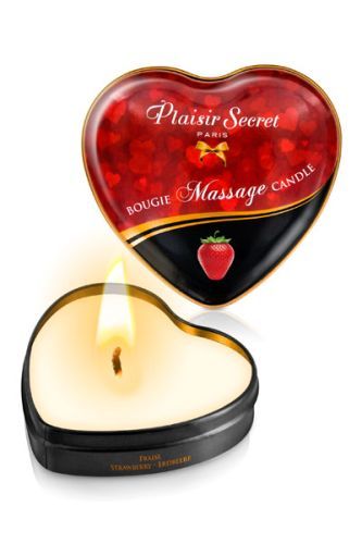 Массажная свеча с ароматом клубники Bougie Massage Candle - 35 мл. - Plaisir Secret - купить с доставкой в Шахтах