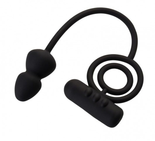 Чёрное эрекционное кольцо с вибропулькой и анальным хвостом - Erotist Adult Toys - в Шахтах купить с доставкой