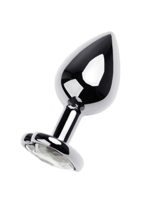 Серебристая анальная пробка с прозрачным кристаллом-сердцем - 8 см. - ToyFa - купить с доставкой в Шахтах