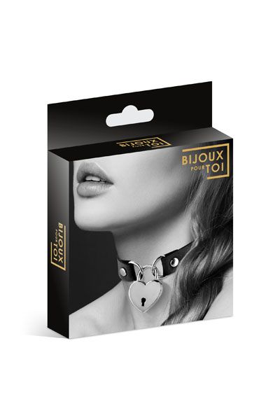 Черный чокер с замком в форме сердца - Bijoux Pour Toi - купить с доставкой в Шахтах