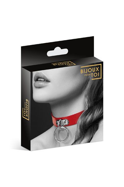 Красный узенький чокер с кольцом - Bijoux Pour Toi - купить с доставкой в Шахтах