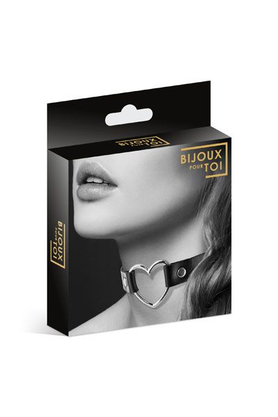 Чёрный чокер с кольцом в форме сердца - Bijoux Pour Toi - купить с доставкой в Шахтах