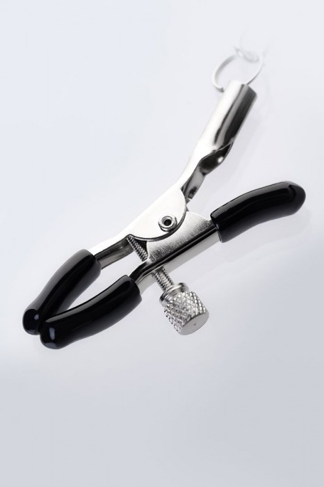 Серебристо-чёрные зажимы для сосков с кольцом для пениса TOYFA Metal - ToyFa - купить с доставкой в Шахтах